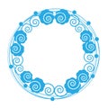 Blue flower circle frame on white background Royalty Free Stock Photo