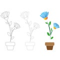 Blue Flower for coloring and contour vector