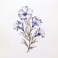 Blue Flower Drawing: Elegant Composition In The Style Of Gian Lorenzo Bernini