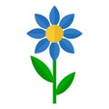 Blue Flower Flat Icon Isolated on White Royalty Free Stock Photo