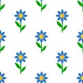 Blue Flower Flat Icon Seamless Pattern Royalty Free Stock Photo