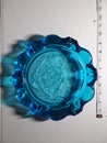 Blue Flower Glass Ash Tray Royalty Free Stock Photo