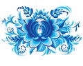 Blue flower in gzhel style