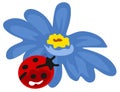 Blue flower with little ladybird Royalty Free Stock Photo