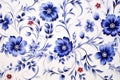 Blue flower pattern on white background, generated by AI Royalty Free Stock Photo