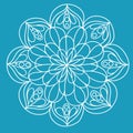 Blue flower pattern on a white background,oriental mandala