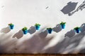 Blue flower pots on a whitewashed wall in Mijas Royalty Free Stock Photo