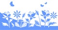 Blue flower silhouettes
