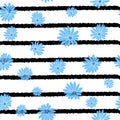 Blue Flower Stripes Floral Textile Repeat Pattern Background Royalty Free Stock Photo