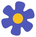 Blue flower symbol. Round stylized blossom icon