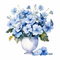 Modern Watercolor Floral Arrangement In French Blue Hues Royalty Free Stock Photo