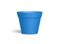 Blue flowerpot isolated on white background.