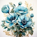 Beautiful Blue Flowers In Detailed Illustration Style