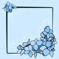 Blue flowers on black frame