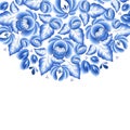 Blue flowers floral russian porcelain beautiful folk ornament. Royalty Free Stock Photo