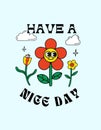 Blue with Flowers Have a Nice Day T-shirt