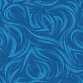 blue flowing lines and corners vector geometric seamless pattern on blue background. Graceful flowing pattern and