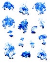 Blue fluid forms