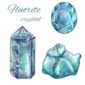 Blue fluorite crystal, magical gem stone, birthstone