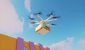 air fast drone helicopter technology blue fly delivery cargo aircraft. Generative AI.