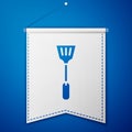 Blue Fly swatter icon isolated on blue background. White pennant template. Vector Royalty Free Stock Photo