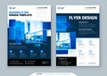 Blue Flyer Template Layout Design. Corporate Business Flyer, Brochure, Annual Report, Catalog, Magazine Mockup. Creative Royalty Free Stock Photo
