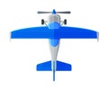 Blue Flying Aircraft, Airplane View from Above, Air Transport Vector Illustration