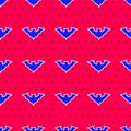 Blue Flying bat icon isolated seamless pattern on red background. Vector Royalty Free Stock Photo