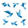 Blue flying pigeon and dove birds set Royalty Free Stock Photo