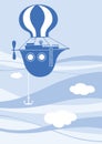 Blue flying ship Royalty Free Stock Photo