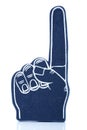 Blue foam finger with first finger pointing up