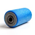 Blue foam roller for muscle recovery and physical therapy equipment for exercise and stretching aid 100 Royalty Free Stock Photo