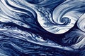 Blue foamy ocean water swirl and melting wave flowing liquid motion abstract background. Fluid art resin epoxy craft