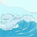Blue foamy sea wave Royalty Free Stock Photo
