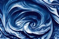 Blue foamy water swirl and melting wave flowing liquid motion abstract background. Fluid art resin epoxy craft acrylic