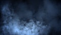 Blue fog and misty effect on black background. Smoke texture overlays