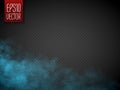 Blue fog or smoke isolated, transparent special effect. Vector illustration Royalty Free Stock Photo