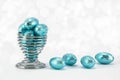 Blue foil wrapped Easter eggs. Royalty Free Stock Photo