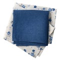 Blue folded kitchen cloth pattern isolated.