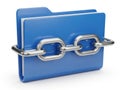 Blue folder with chain lock isolated on white background Royalty Free Stock Photo