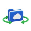 A blue folder with a cloud icon and green arrows indicating data synchronization Royalty Free Stock Photo