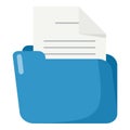 Blue Folder with Document Flat Icon Isolated