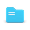 Blue folder document storage digital archive data communication 3d icon realistic vector