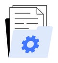 Blue Folder with Gear Icon and Documents Behind, Indicating Organization and File Management
