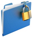 The blue folder with golden hinged lock Royalty Free Stock Photo