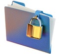 Blue folder with golden hinged lock Royalty Free Stock Photo