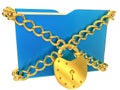Blue folder with golden hinged lock Royalty Free Stock Photo