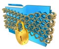 Blue folder with golden hinged lock Royalty Free Stock Photo