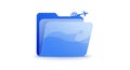 Blue Folder Icon with Airplane and Globe travel Royalty Free Stock Photo