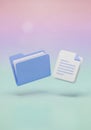 A blue folder icon is depicted alongside a white document icon with blue elements. Royalty Free Stock Photo